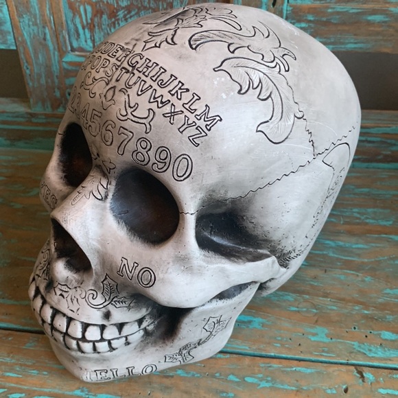 Ouja Skull Halloween Decoration Heavy Resin Occult Party Festive - Picture 3 of 13